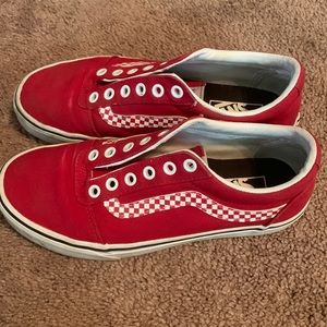 Vans 7.5 women red checkered